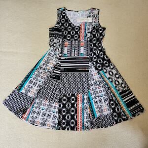 NWT NY Collection PM Fit & Flare Dress Sleeveless V-Neck Pullover Multicolor